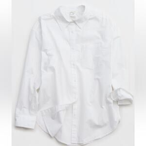 Offline White Poplin Button Up Shirt Women’s Size S Long Sleeve Preppy NWT